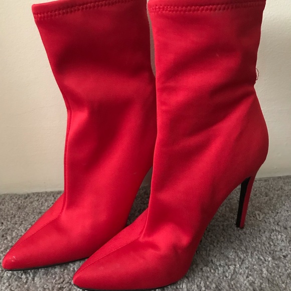 bright red booties